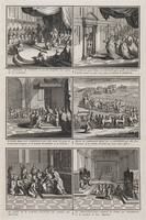 KG 11841
<br/>
Catholiques: La proclamation du JUBILÉ (...) en les touchant de luers Baguettes.
<br/>
<em>Picart, Bernard (1673-1733)</em>